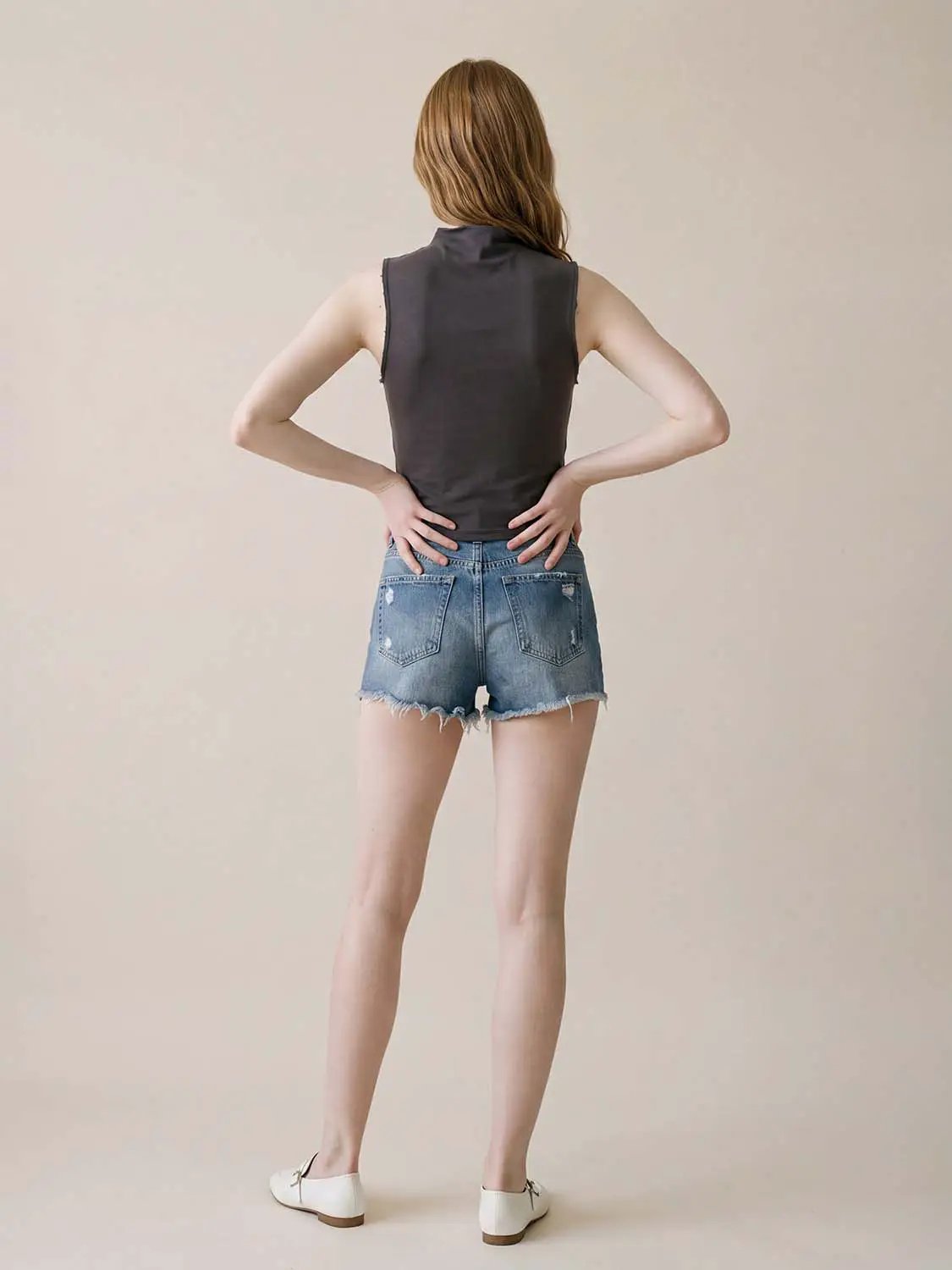 Fitted Half-zip Mock Neck Sleeveless Tank Top