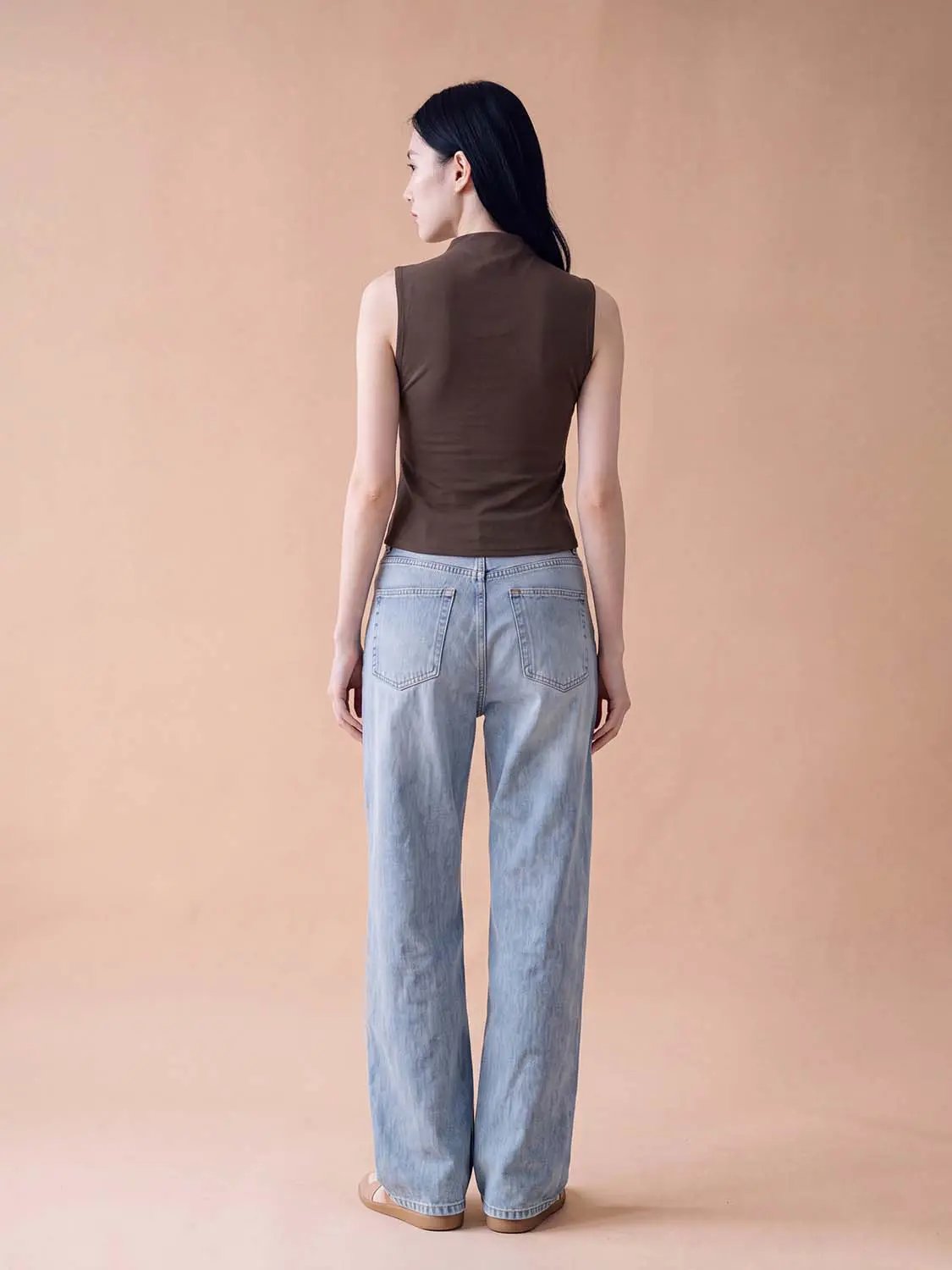 Fitted Half-zip Mock Neck Sleeveless Tank Top