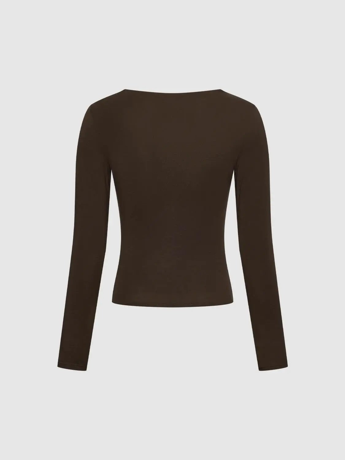 Lace Trimmed Fitted V-Neck Long Sleeve T-Shirt