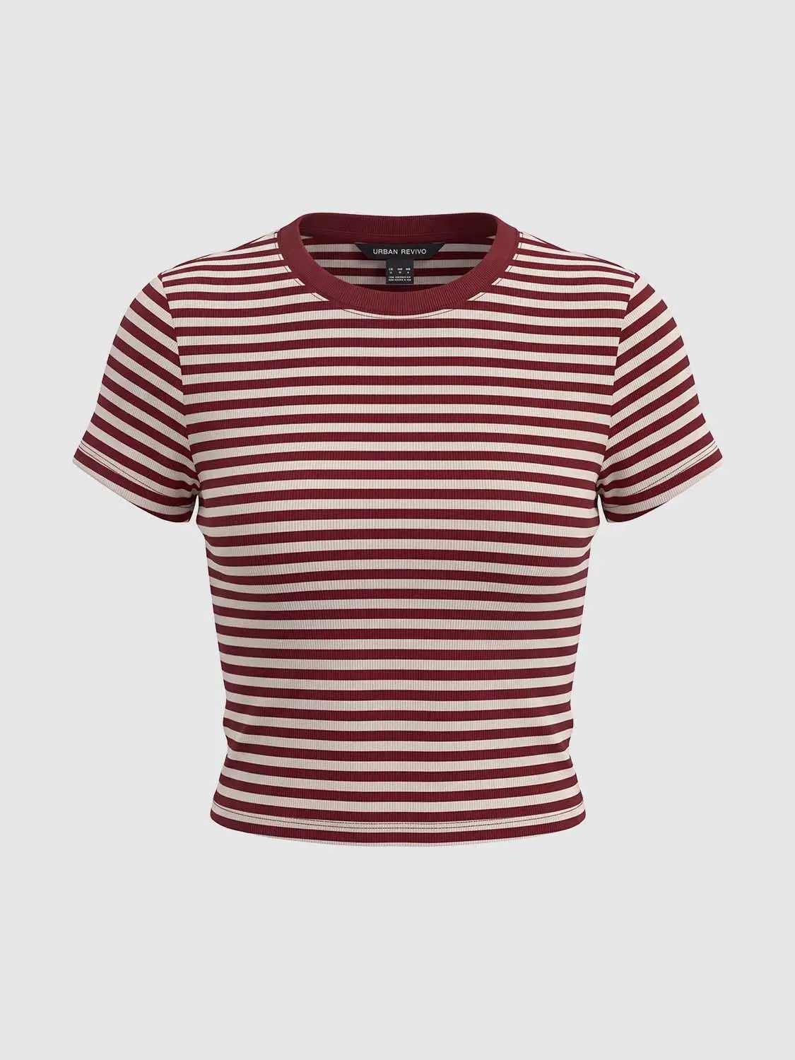 Striped Fitted Crew Neck Short Sleeve T-Shirt