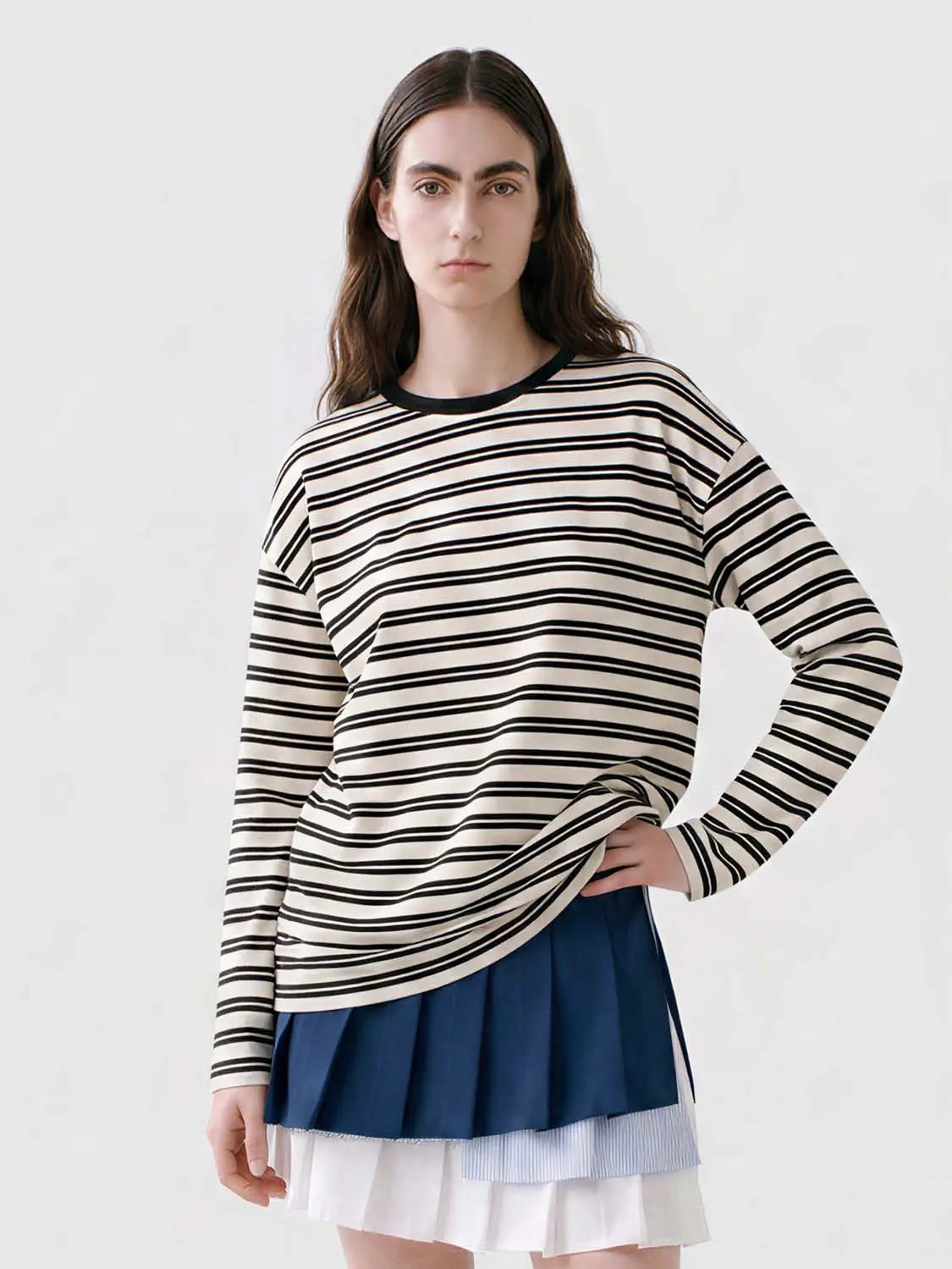 Striped Crew Neck Long Sleeve T-Shirt