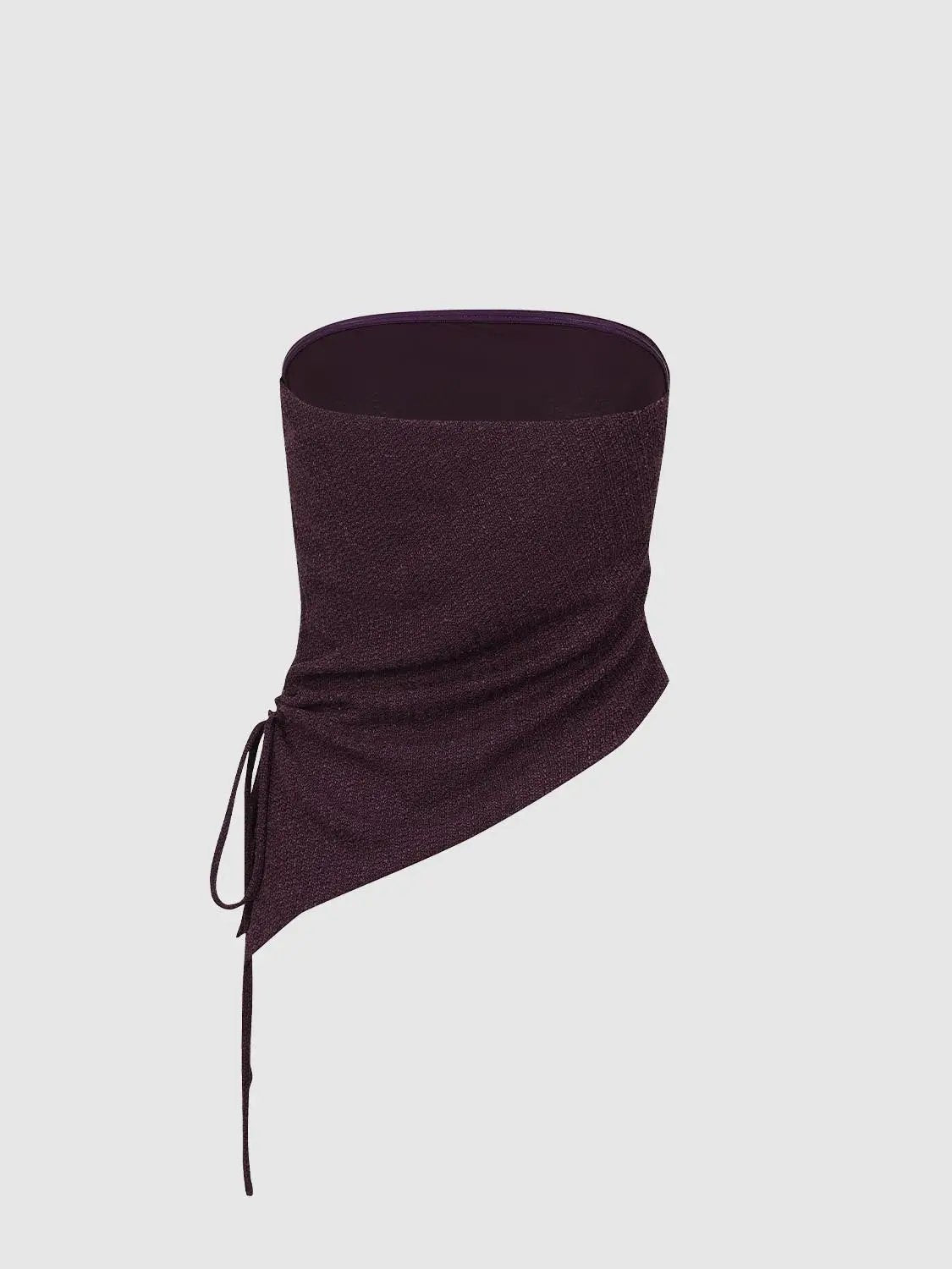 Drawstring Side Ruched Asymmetric Hem Tube Top