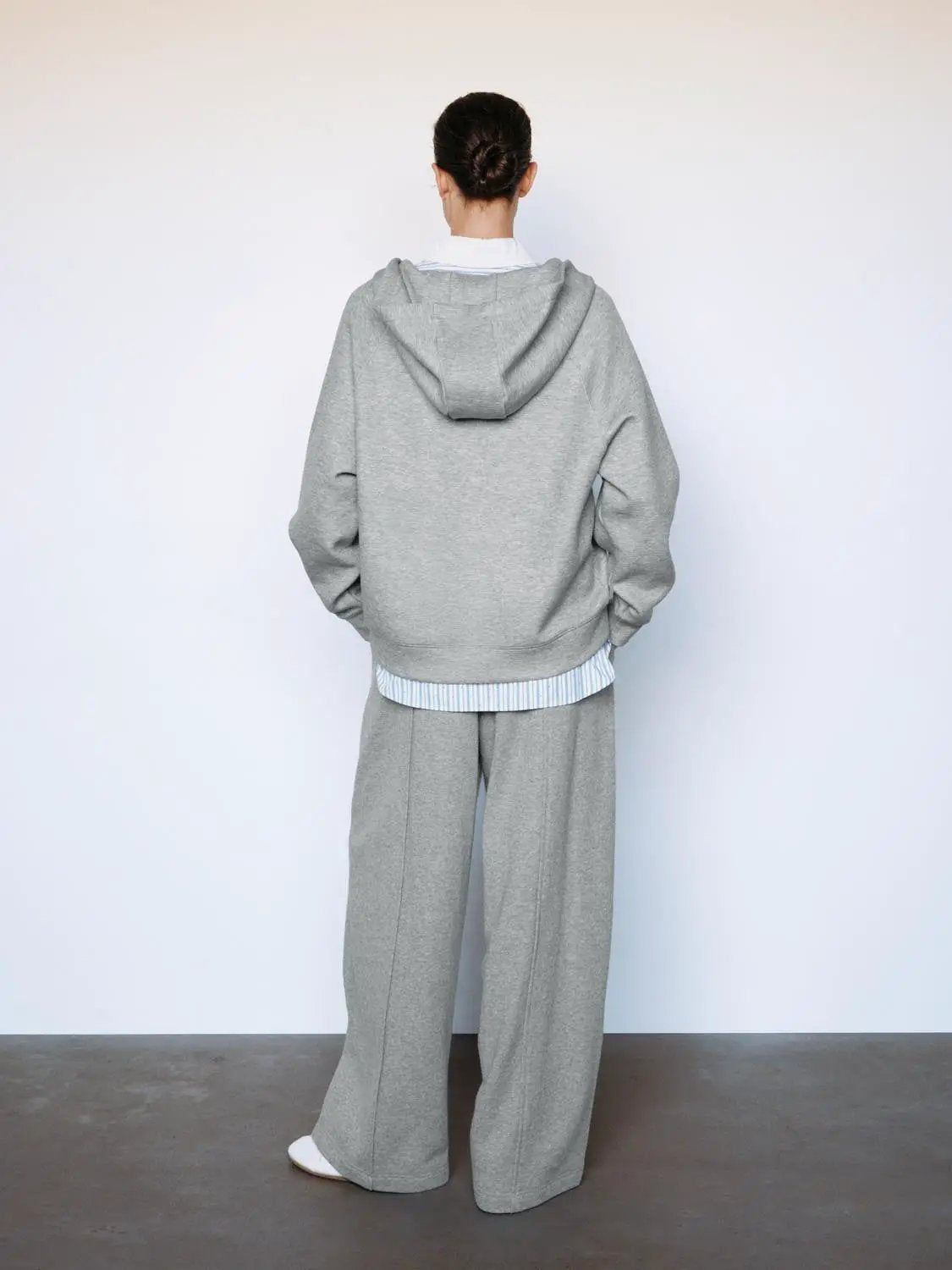 Heather Grey Half-zip Long Sleeve Cotton Blend Hoodie