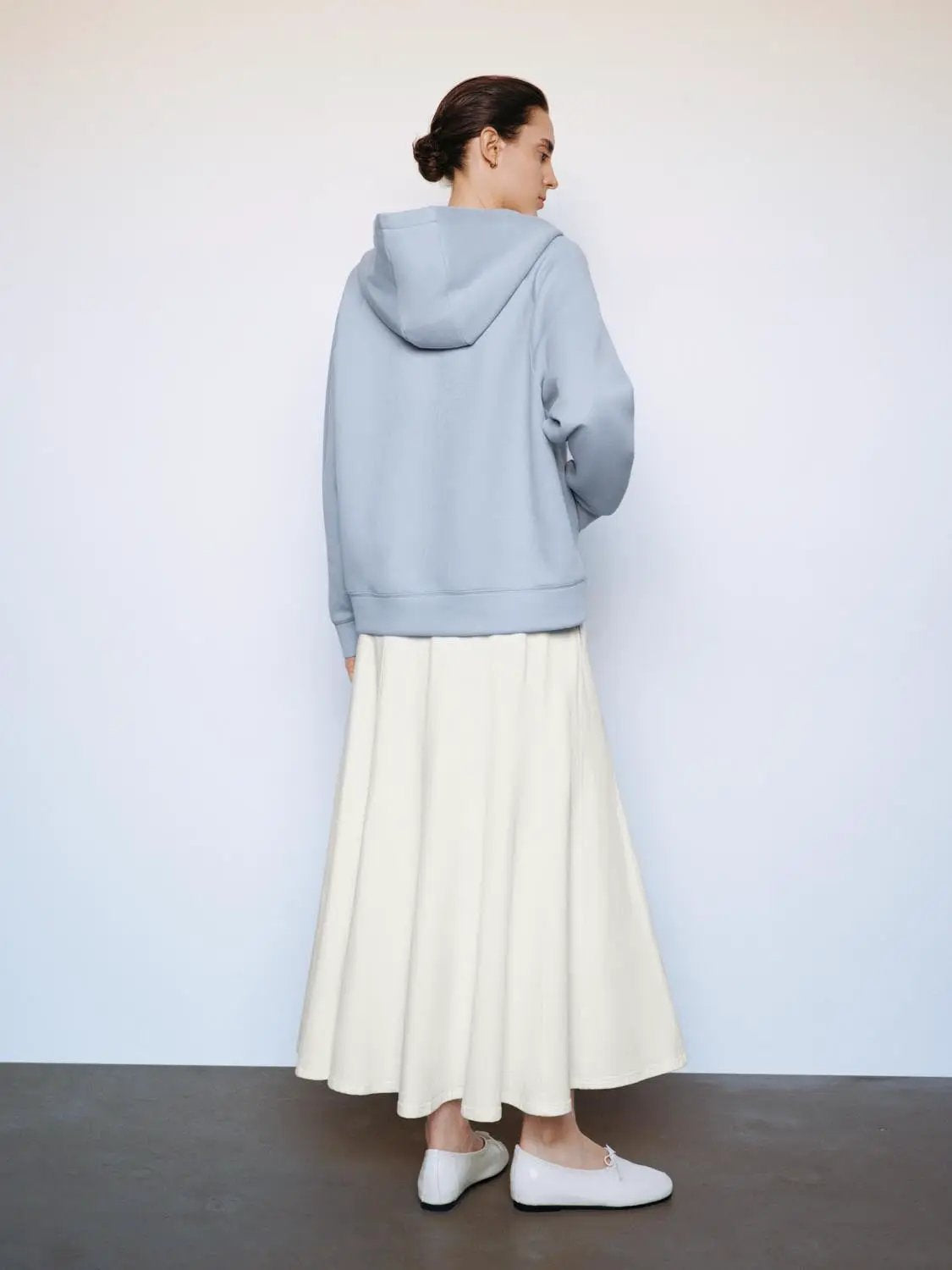 Heather Grey Half-zip Long Sleeve Cotton Blend Hoodie