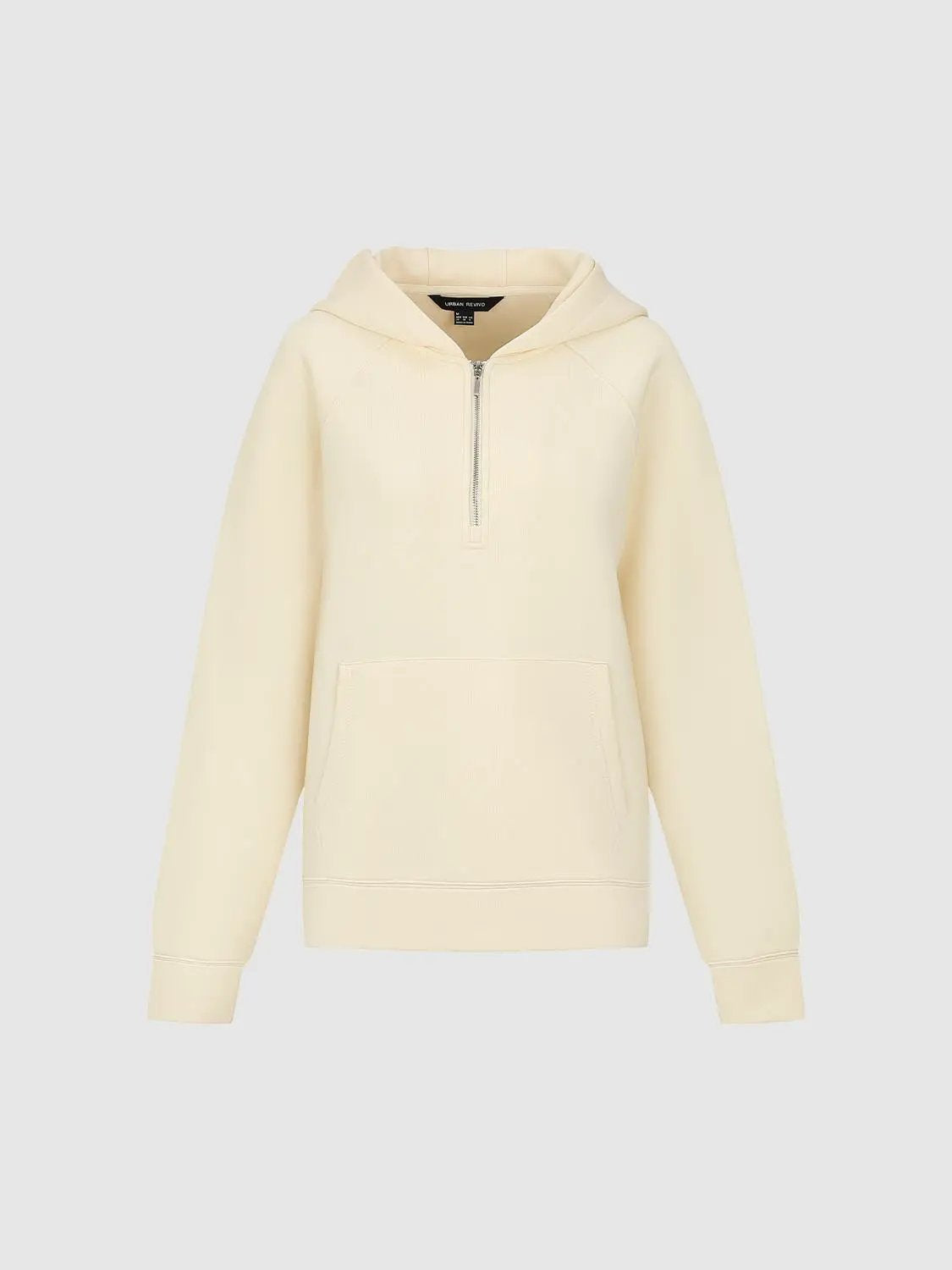 Heather Grey Half-zip Long Sleeve Cotton Blend Hoodie