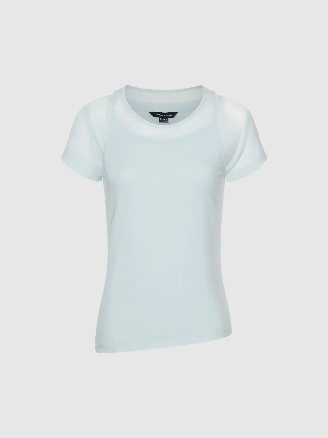 Fitted Crew Neck Short Sleeve Cotton Blend T-Shirt