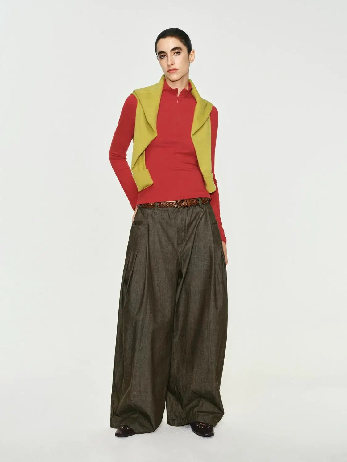 Zip Front Mock Neck Fitted Long Sleeve T-Shirt