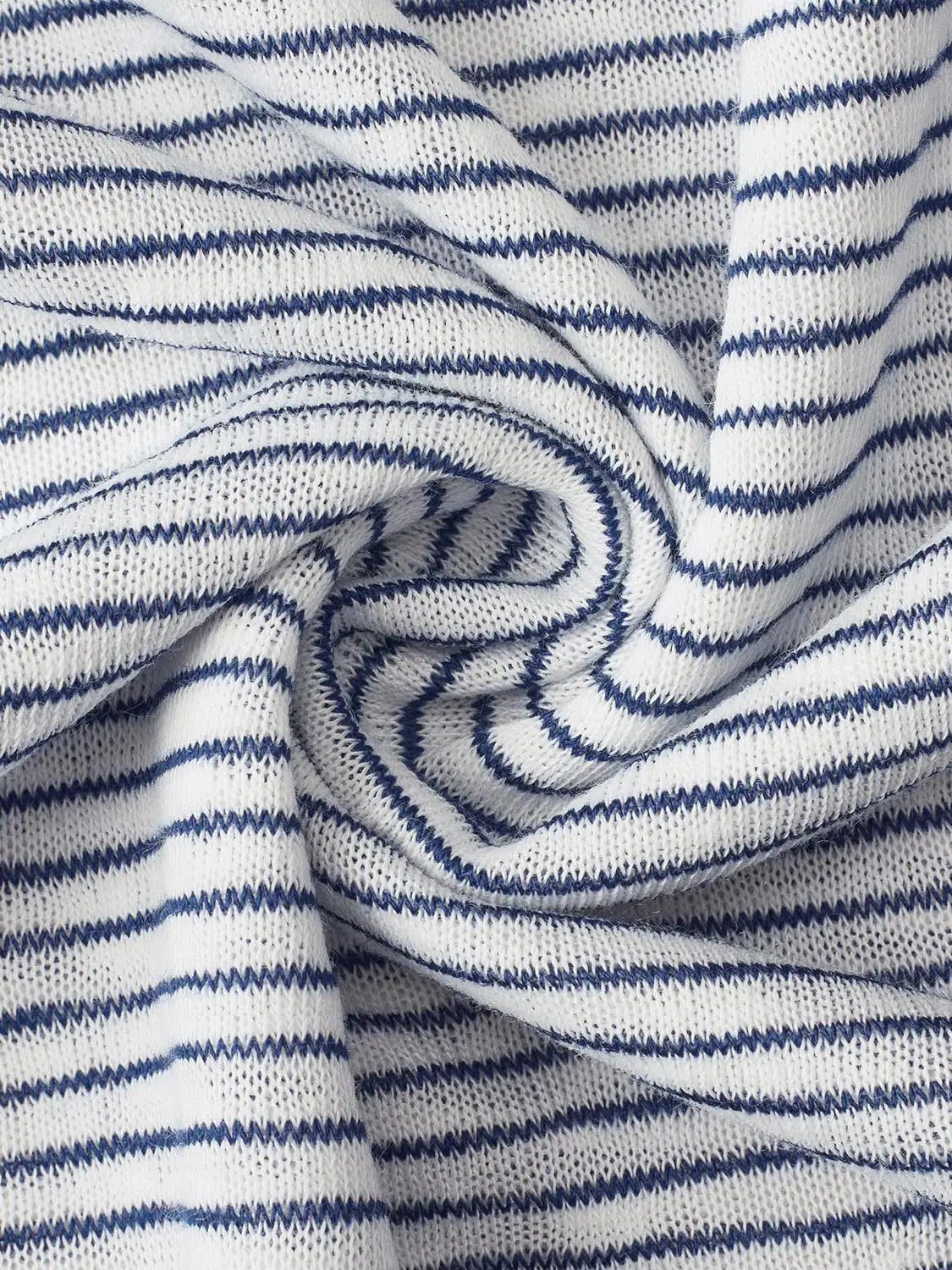 Thin Striped Long Sleeve Tie Neck T-Shirt