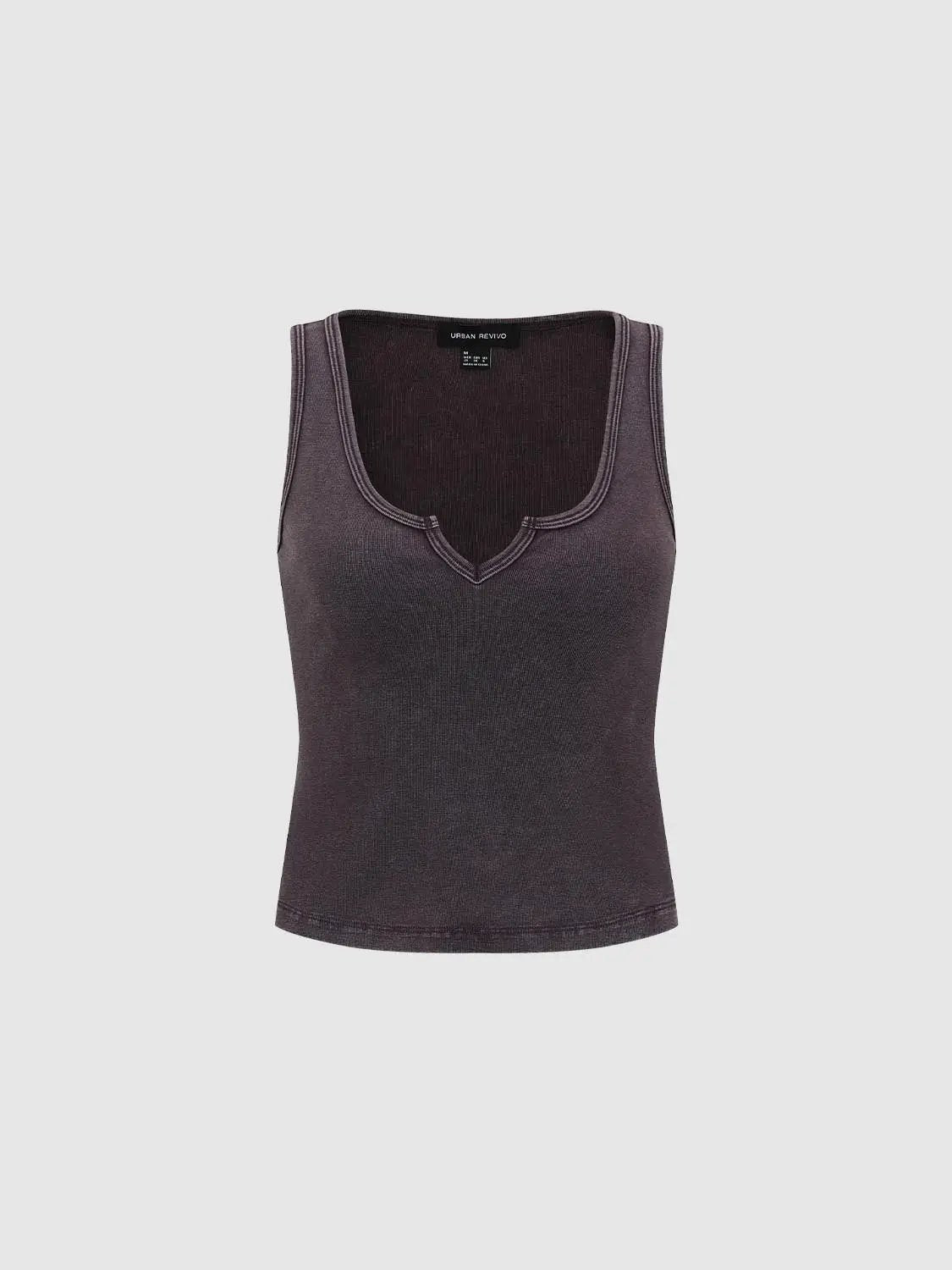 Fitted Ribbed V-neck Sleeveless Cotton Blend Tank Top