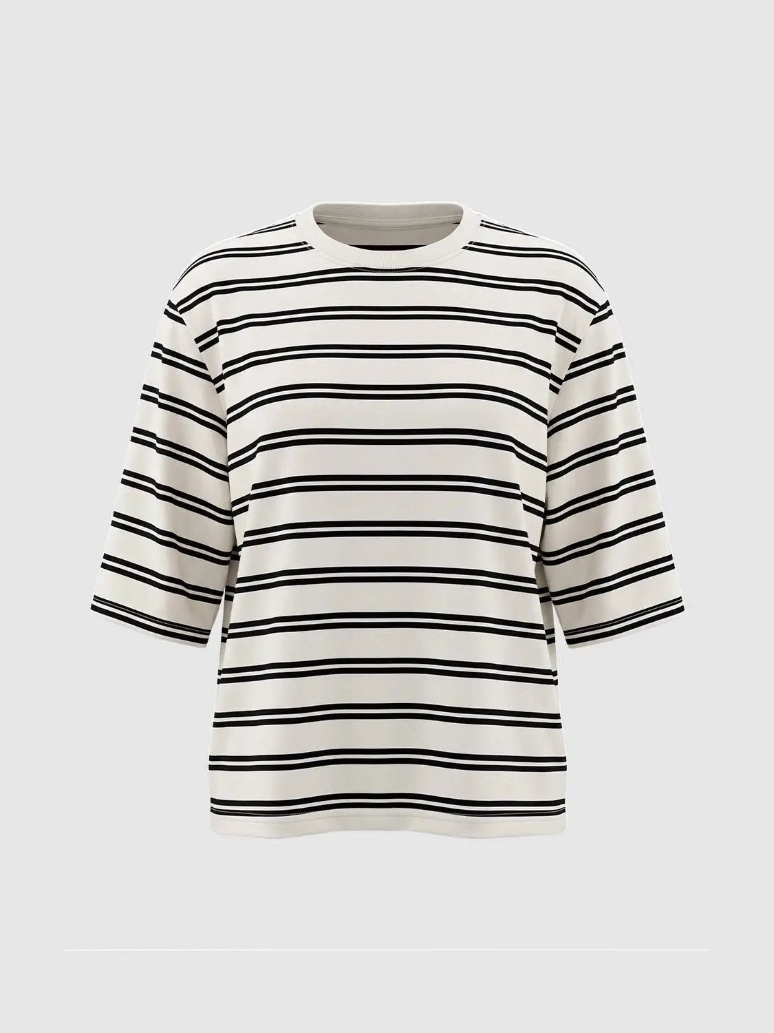Striped Crew Neck Short Sleeve Cotton T-Shirt