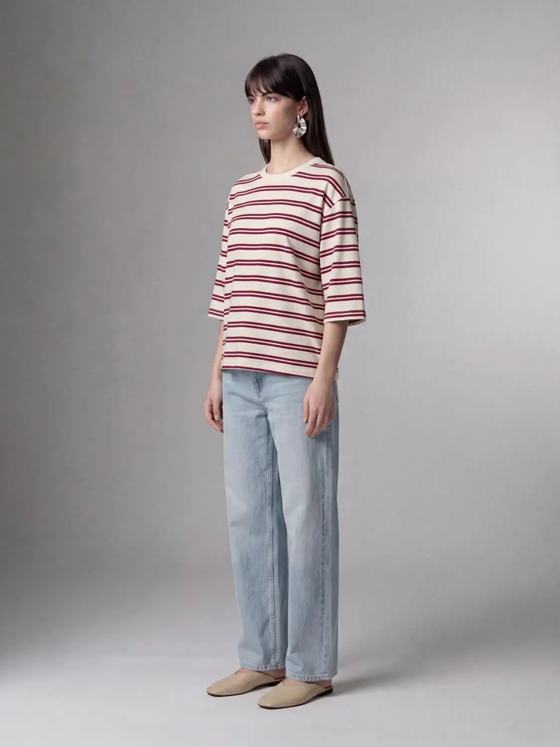 Striped Crew Neck Short Sleeve Cotton T-Shirt