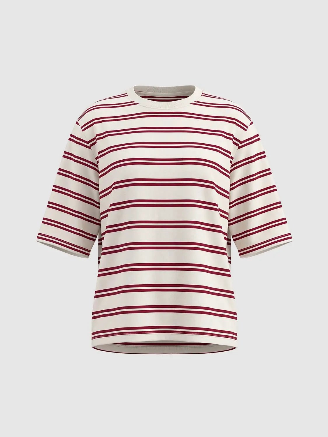 Striped Crew Neck Short Sleeve Cotton T-Shirt