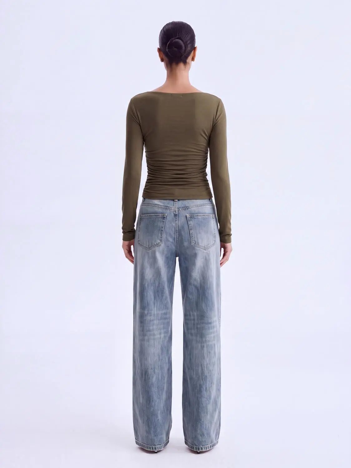 Ruched Fitted Long Sleeve T-Shirt