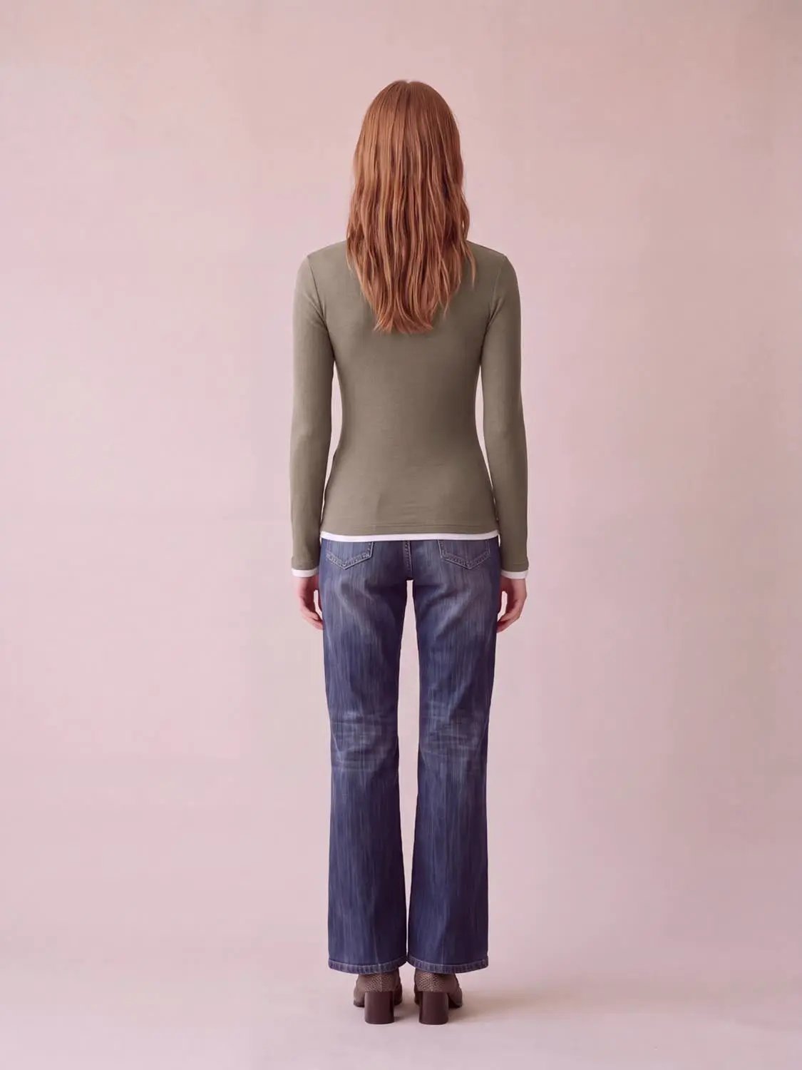 Long Sleeve Layered V-Neck Button Front T-Shirt