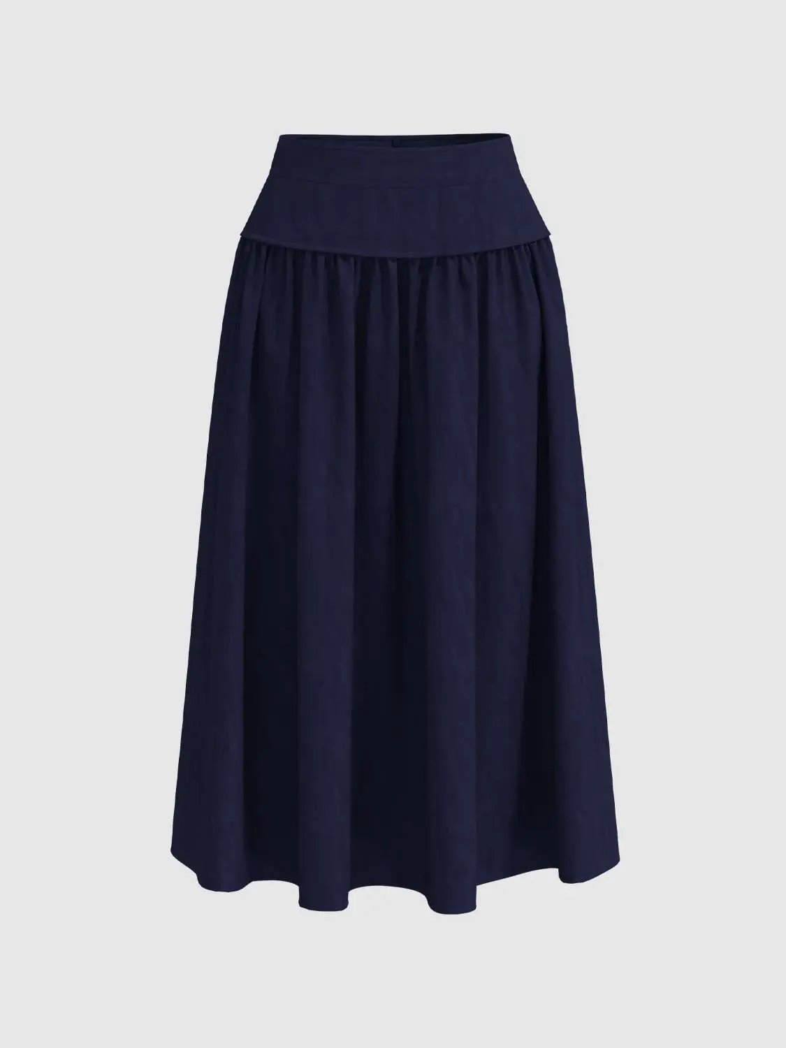 Gathered Soft Textured Cotton Skirt Midi Skirt