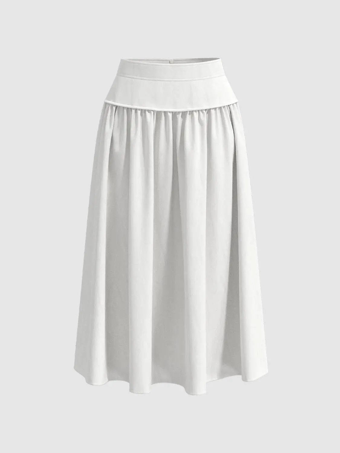 Gathered Soft Textured Cotton Skirt Midi Skirt