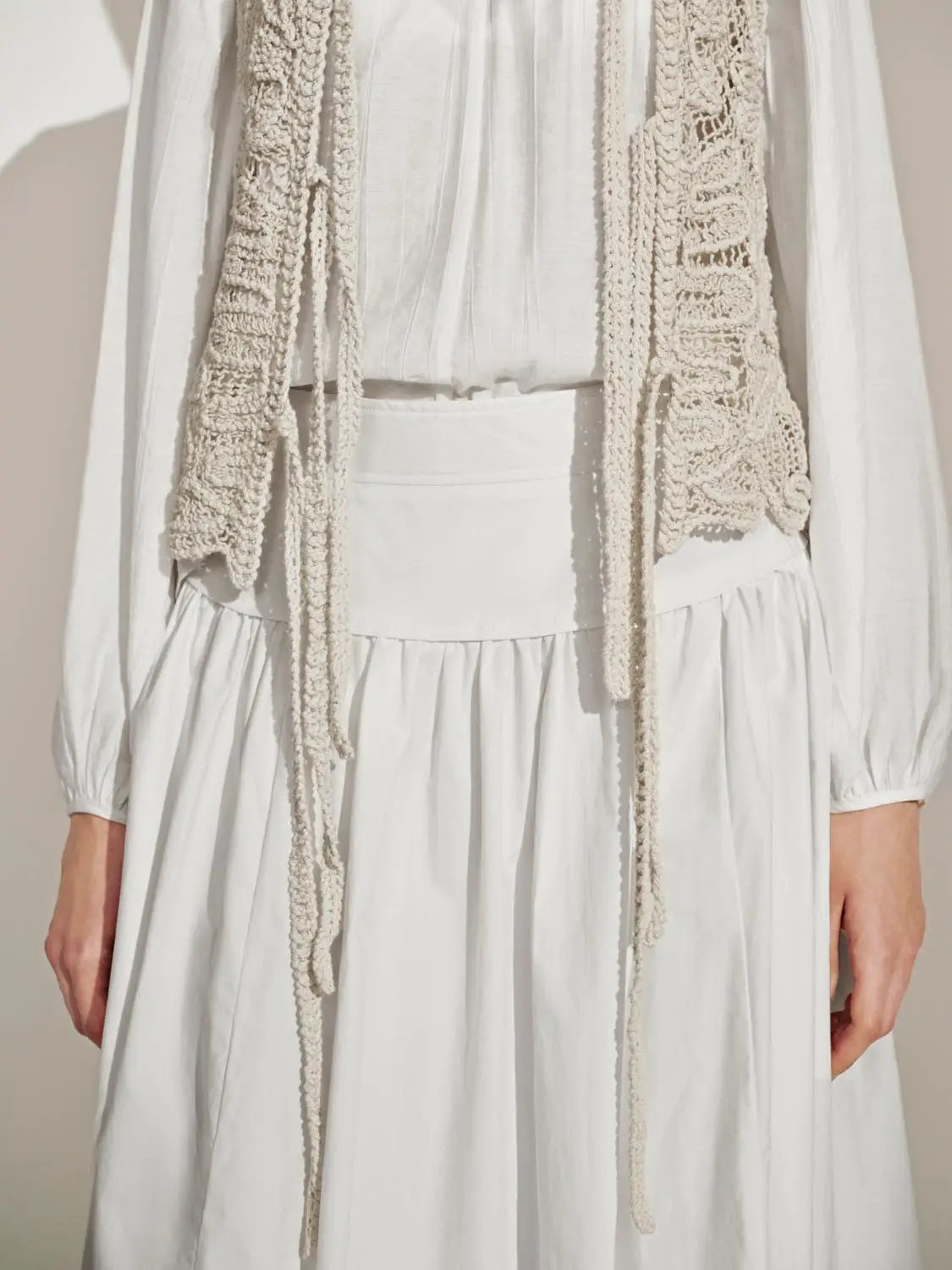 Gathered Soft Textured Cotton Skirt Midi Skirt