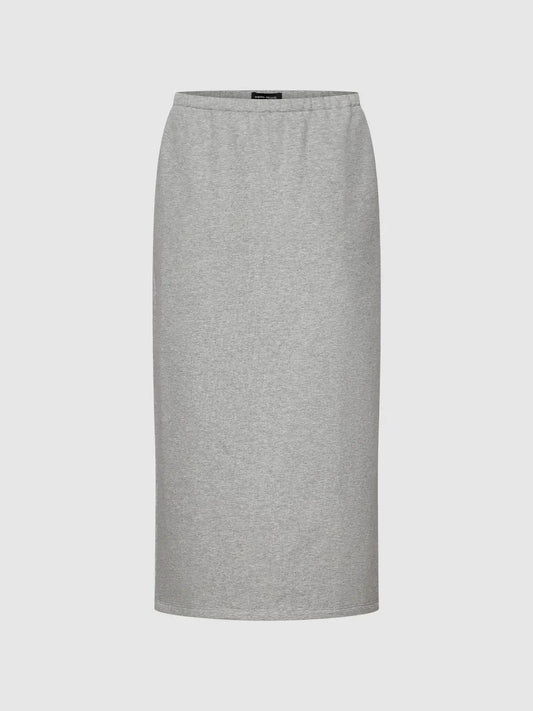 H-line Textured Knit Cotton Blend Midi Skirt