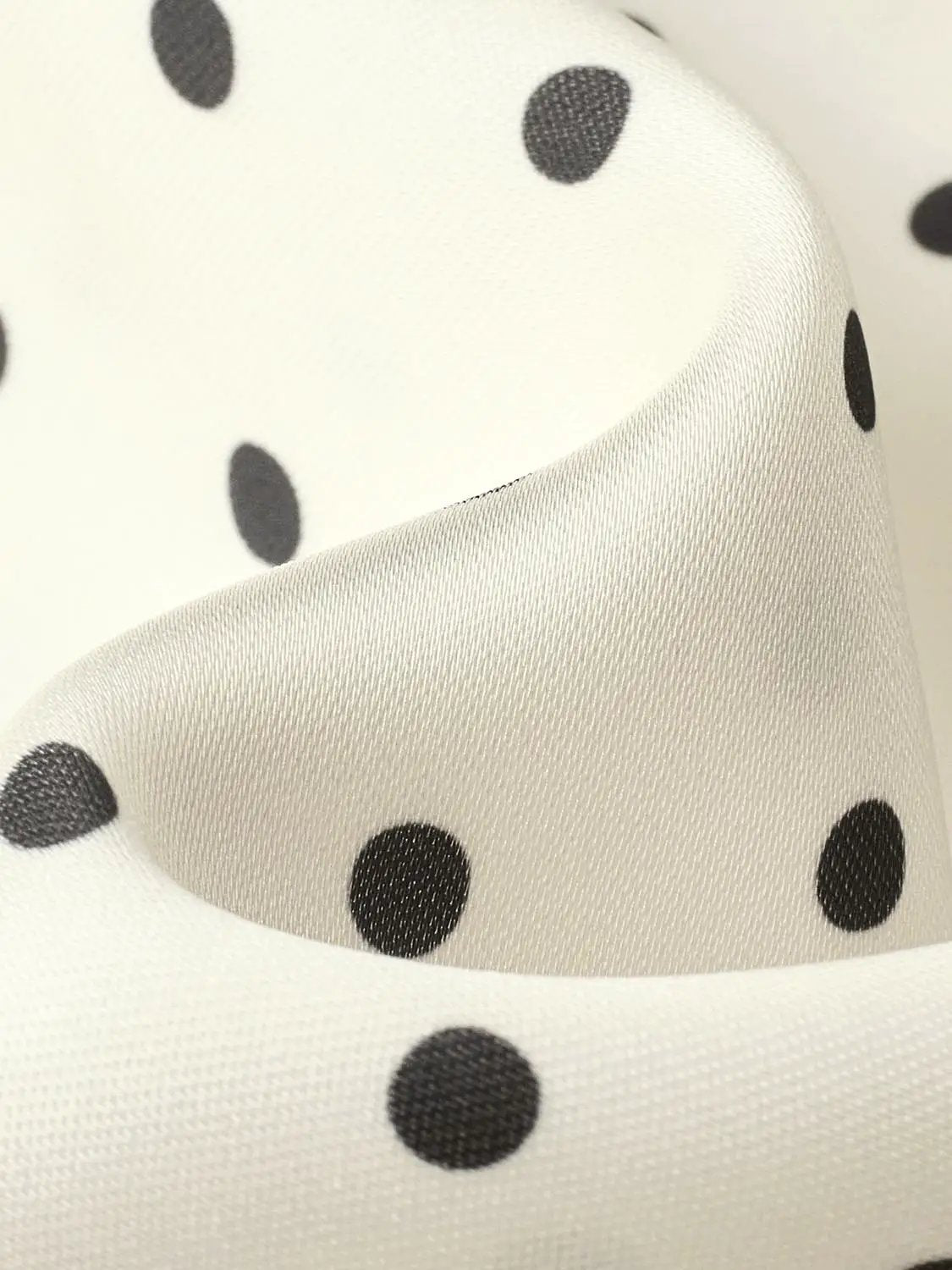 Polka Dot Fishtail Satin Beige Midi Skirt