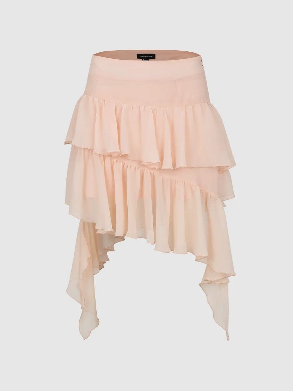 Tiered Ruffle Asymmetric Soft Fabric Mini Skirt