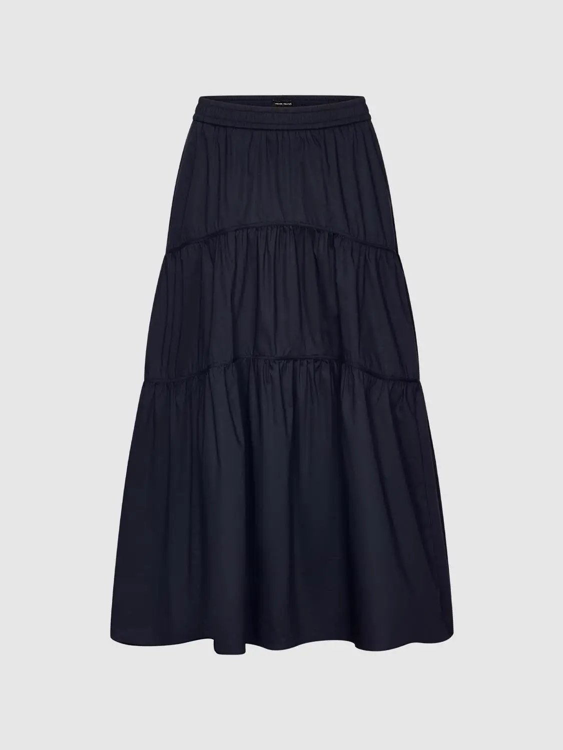 Blend Loose Fit Tiered Seamed Soft Cotton Maxi Skirt