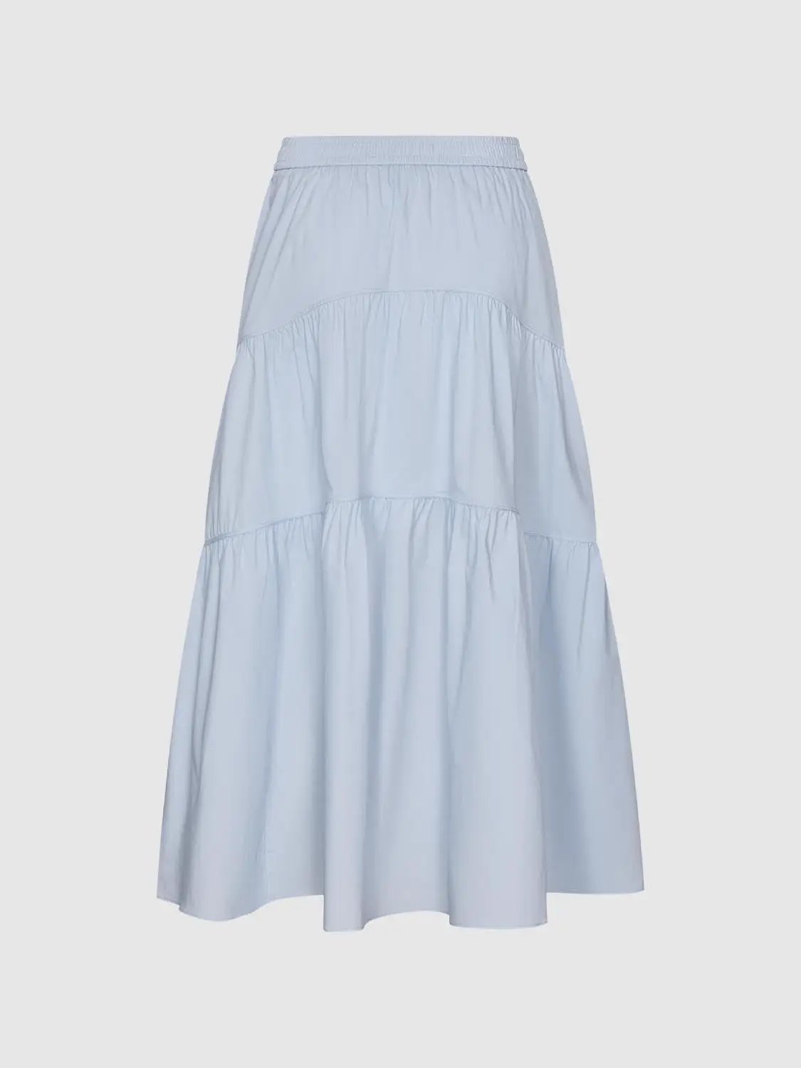 Blend Loose Fit Tiered Seamed Soft Cotton Maxi Skirt