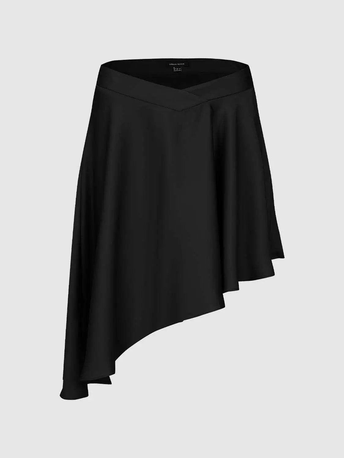 High Waist Twist Front Gray Irregular Asymmetric Mini Skirt