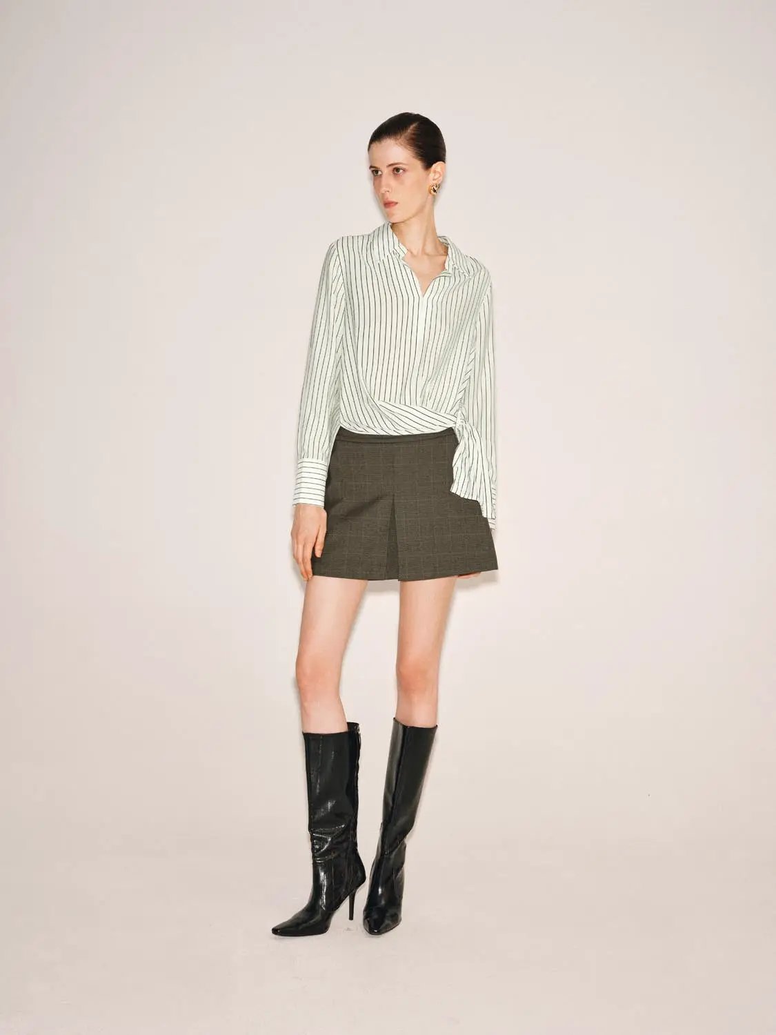 A-Line Pleated Mini Skirt