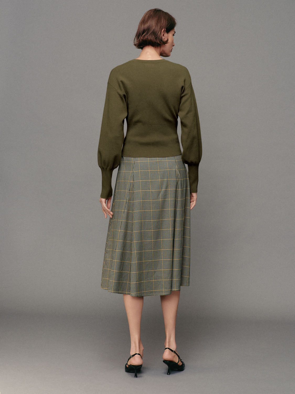 Belted Checked A-Line Mid-rise Maxi Skirt