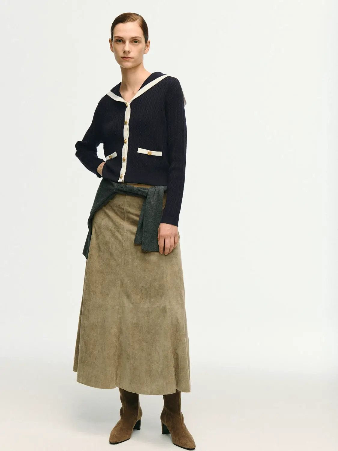 Stretch A-Line Mid-rise Maxi Skirt