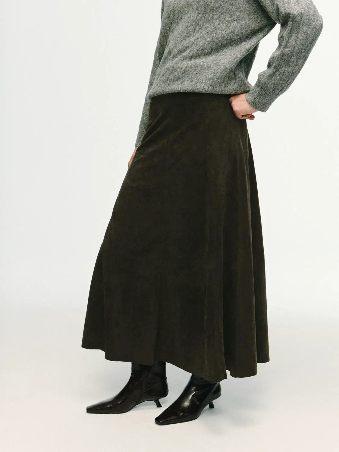 Stretch A-Line Mid-rise Maxi Skirt