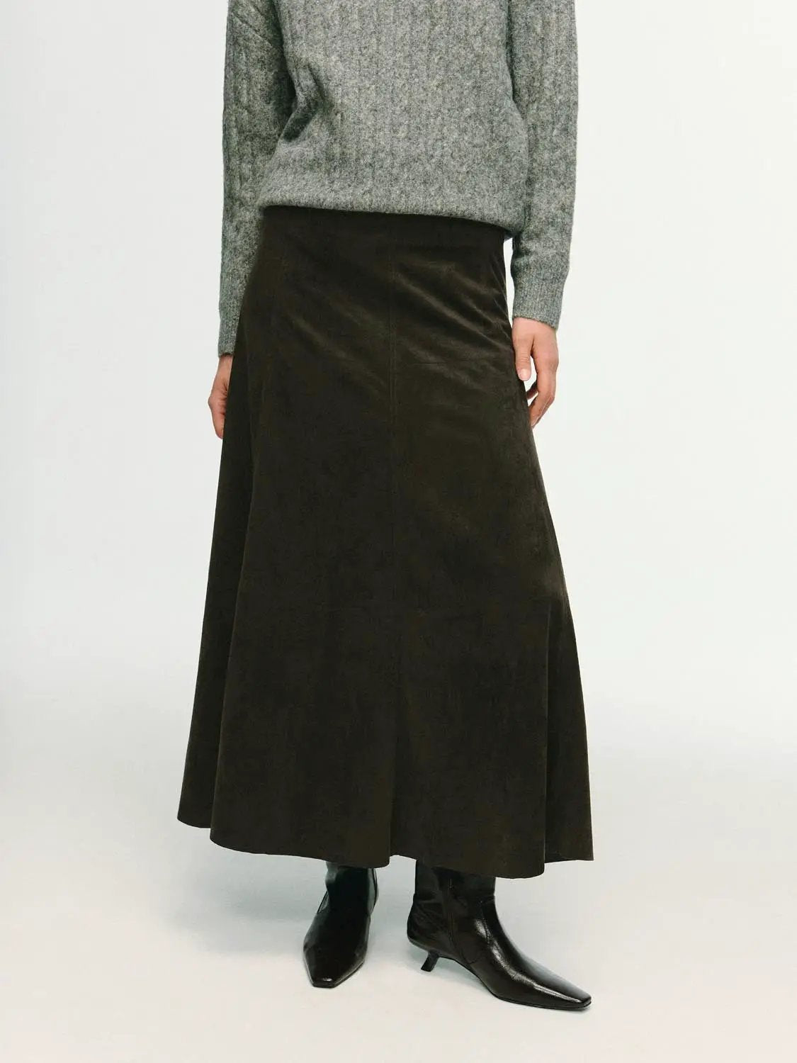 Stretch A-Line Mid-rise Maxi Skirt