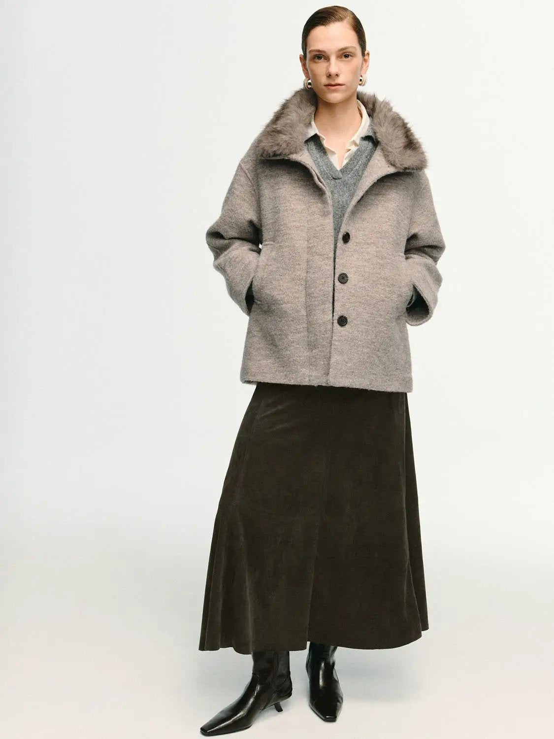 Stretch A-Line Mid-rise Maxi Skirt