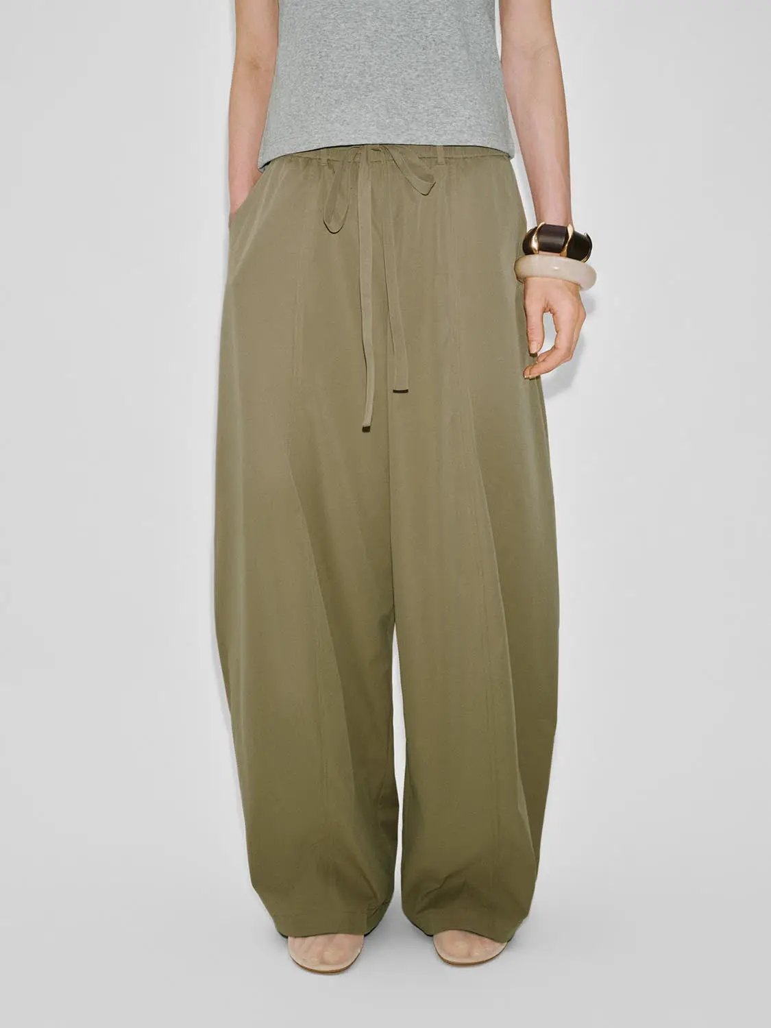 Wide-Leg Drawstring Waist Relaxed Fit Pants