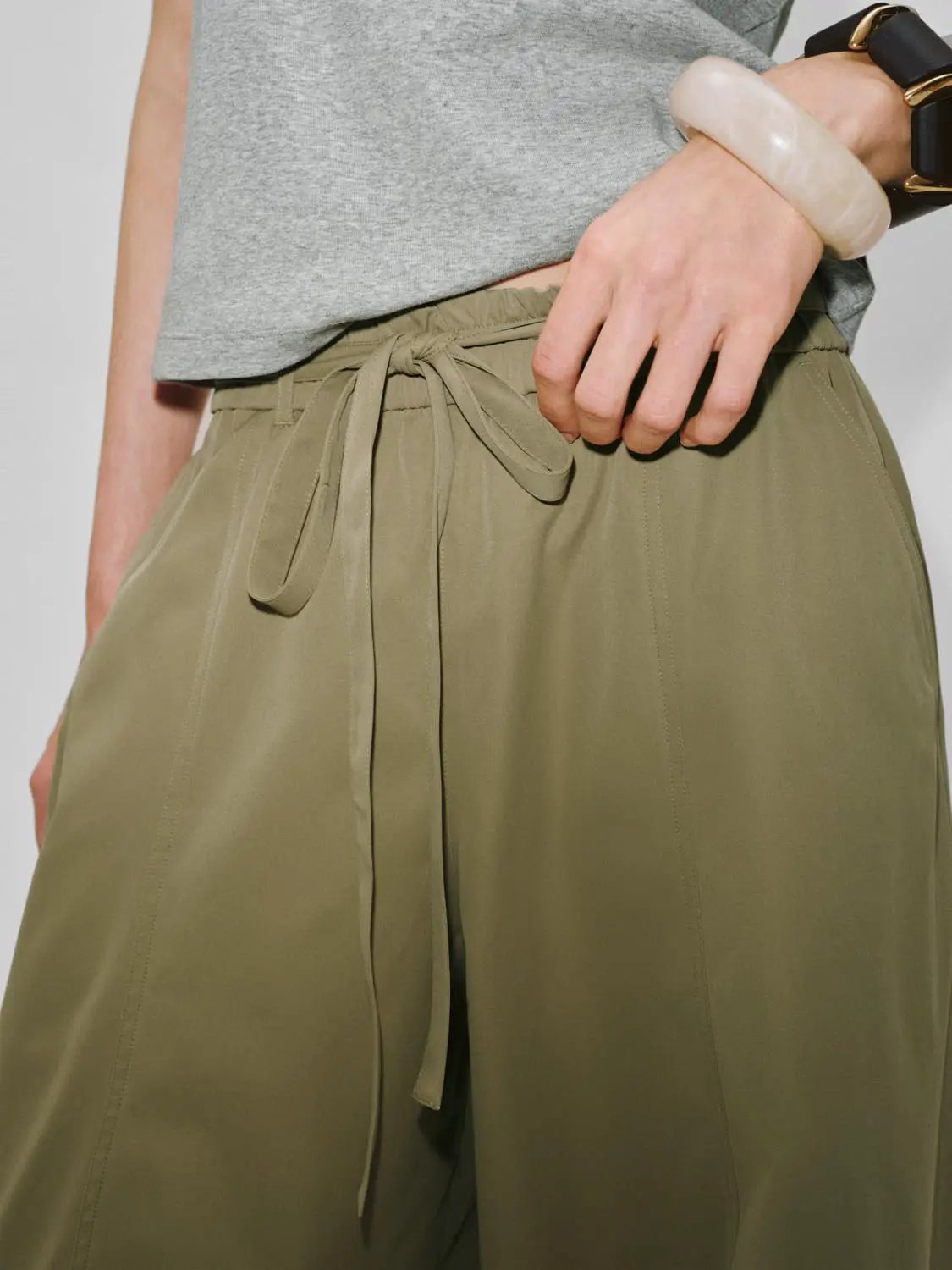 Wide-Leg Drawstring Waist Relaxed Fit Pants