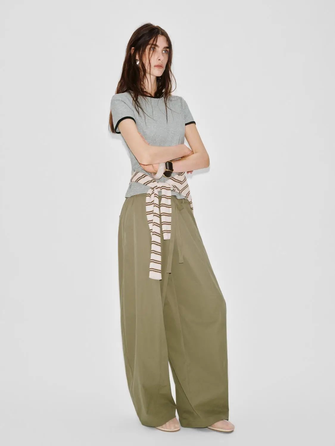 Wide-Leg Drawstring Waist Relaxed Fit Pants
