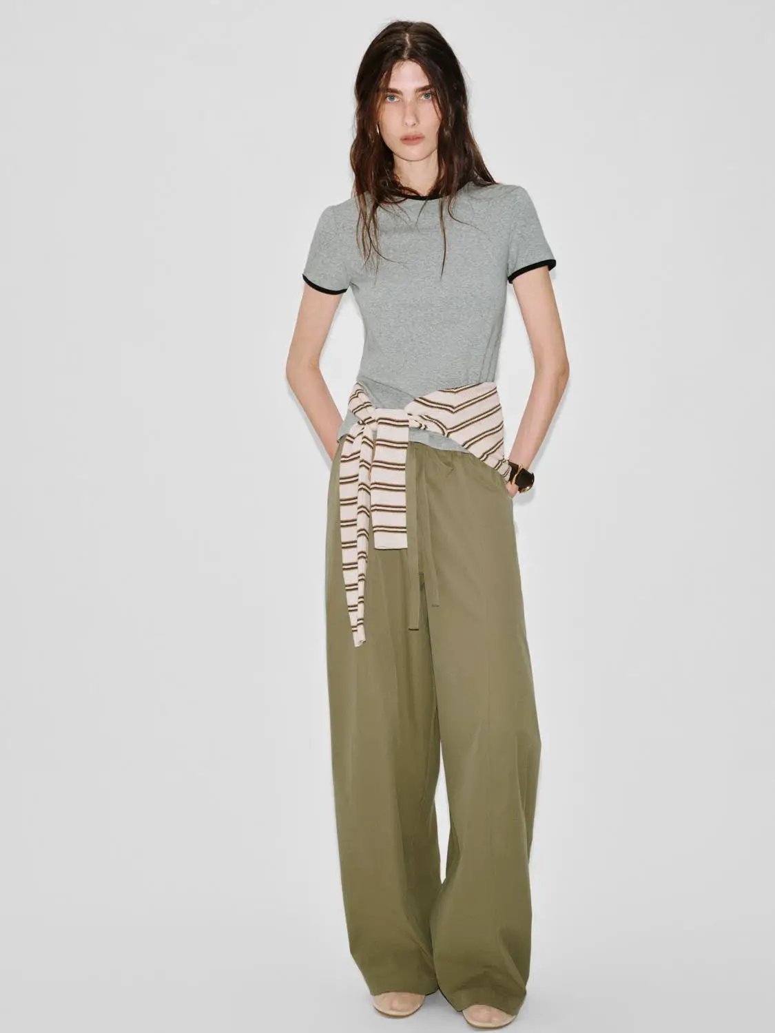Wide-Leg Drawstring Waist Relaxed Fit Pants