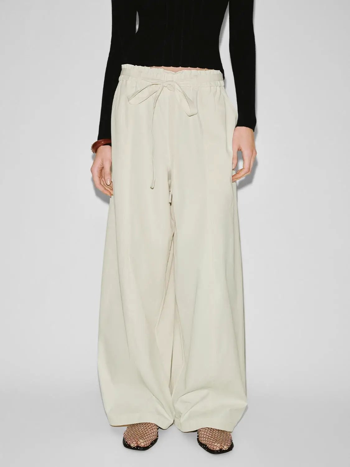 Wide-Leg Drawstring Waist Relaxed Fit Pants