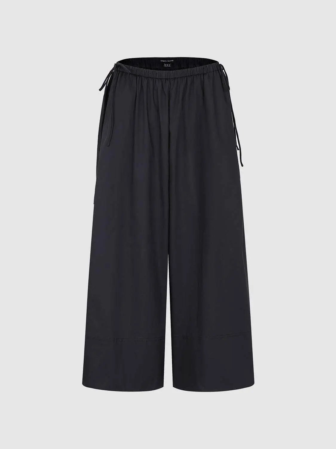 Elastic Waist Drawstring Loose Wide Leg Casual Trousers