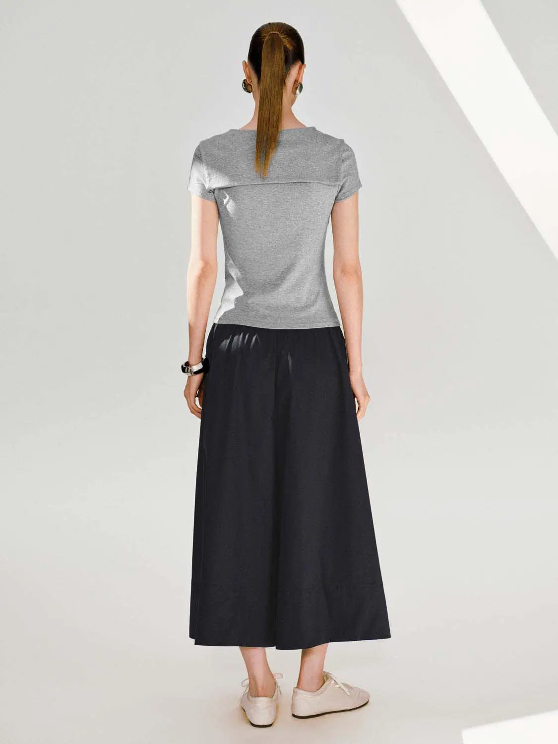 Elastic Waist Drawstring Loose Wide Leg Casual Trousers