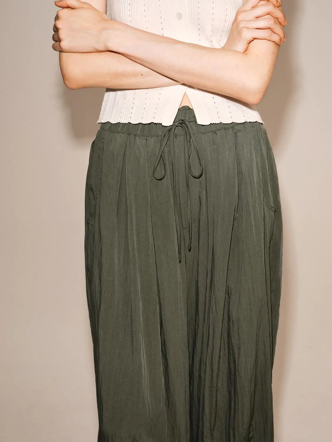 Drawstring Elastic Waist Pants