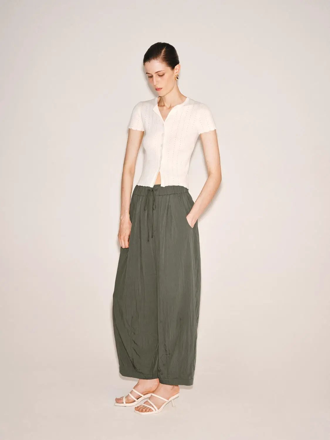Drawstring Elastic Waist Pants