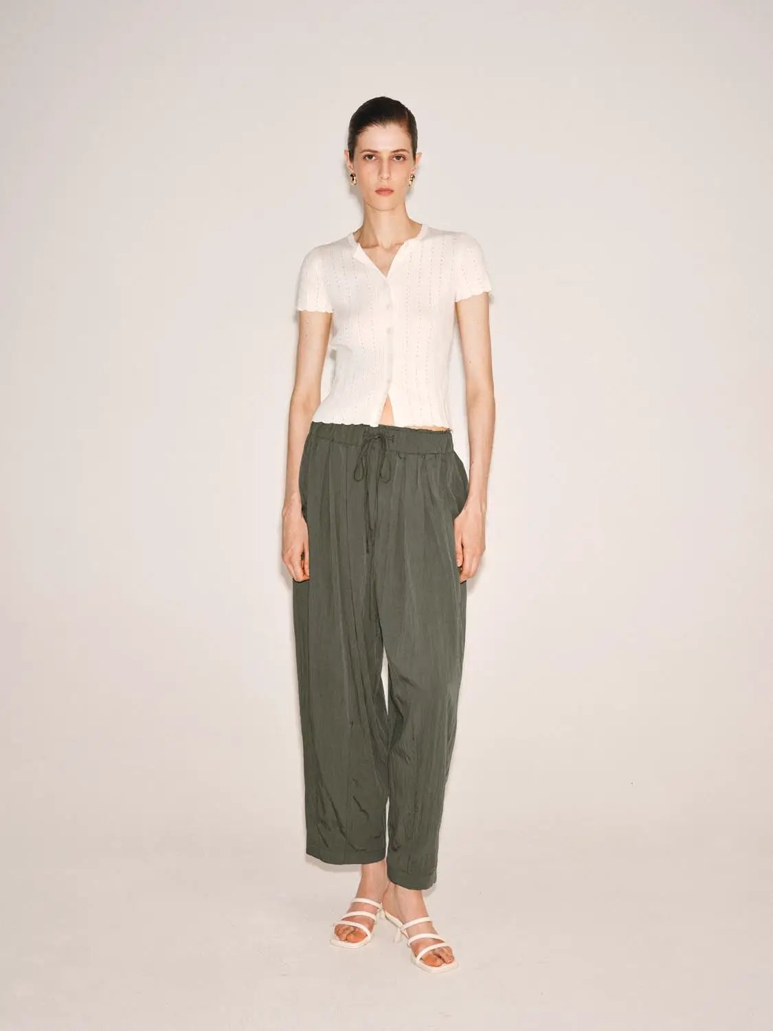Drawstring Elastic Waist Pants