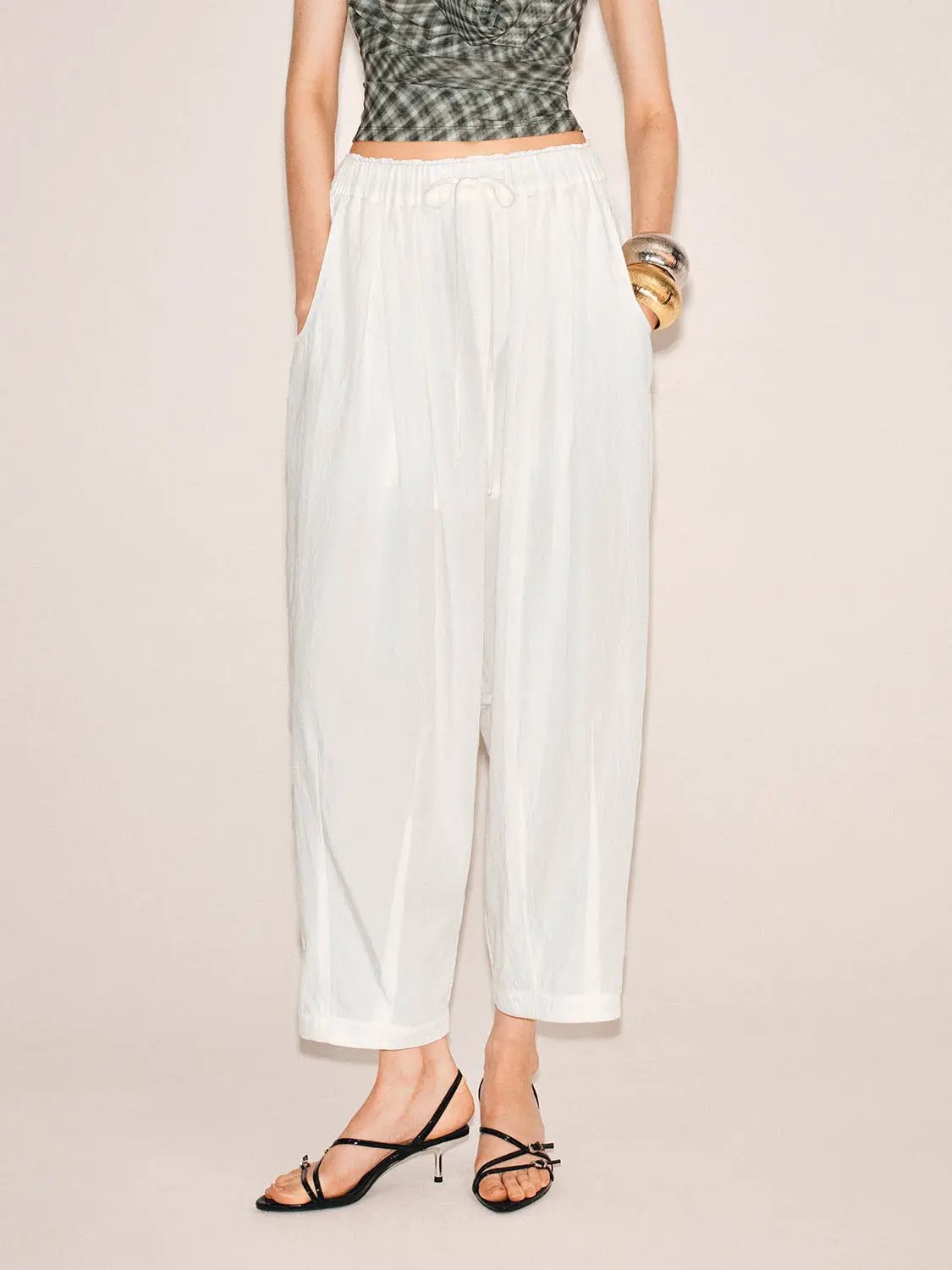 Drawstring Elastic Waist Pants