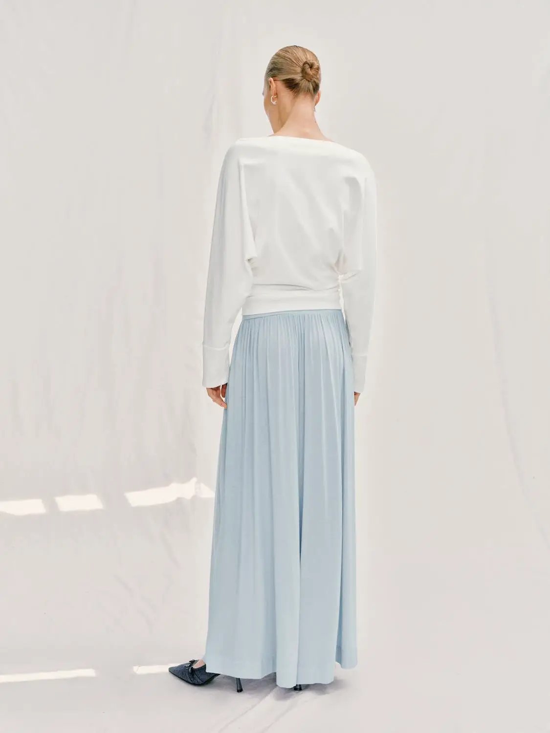Pleated Elastic Waistband Wide-leg Pants