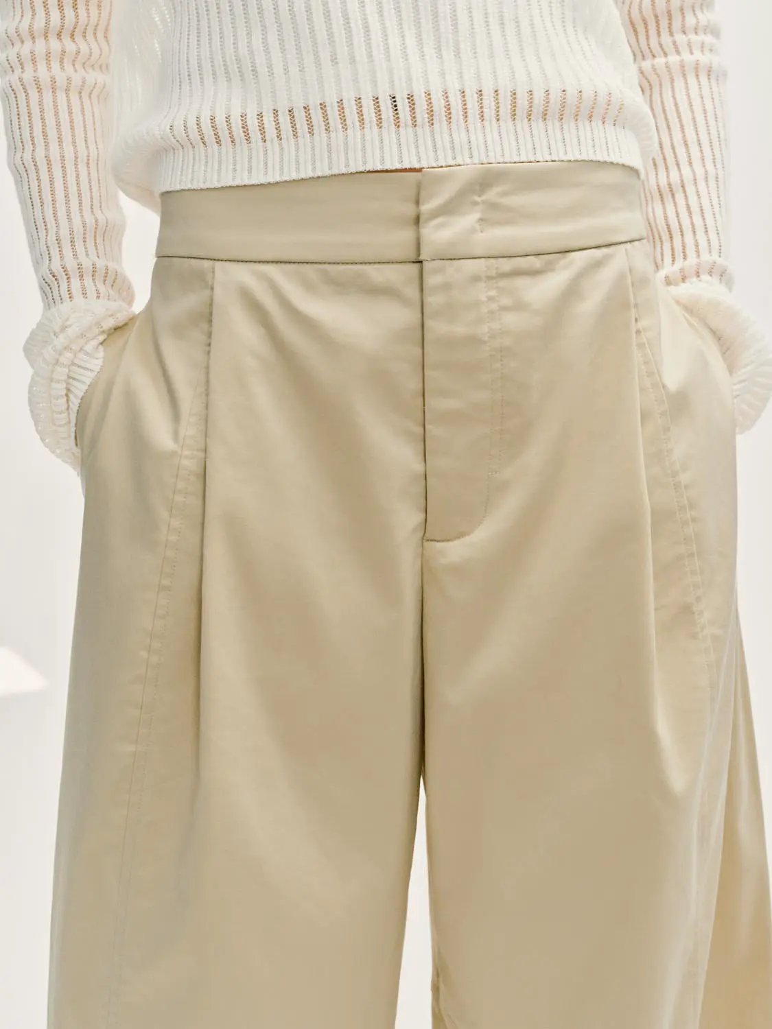 Curved Wide-leg Cotton Lyocell Blend Pants