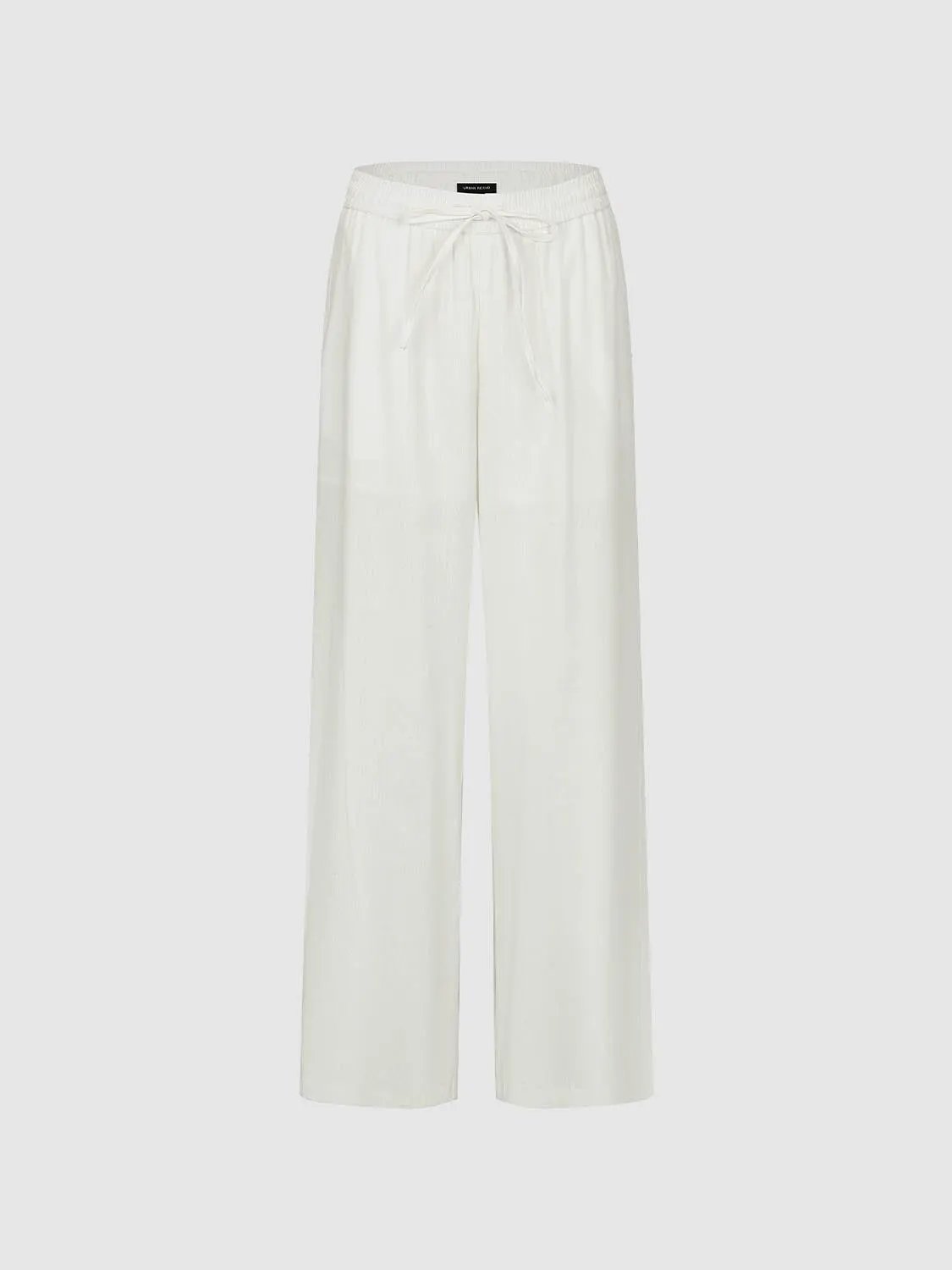 Drawstring Waist Wide-leg Linen Blend Pants
