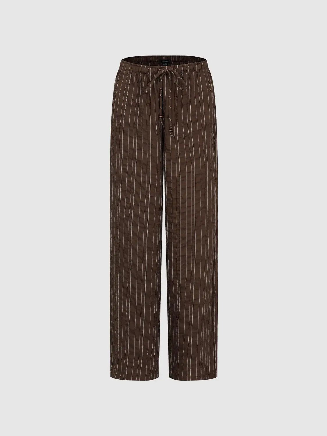 Striped Textured Soft Lyocell Wide-leg Pants