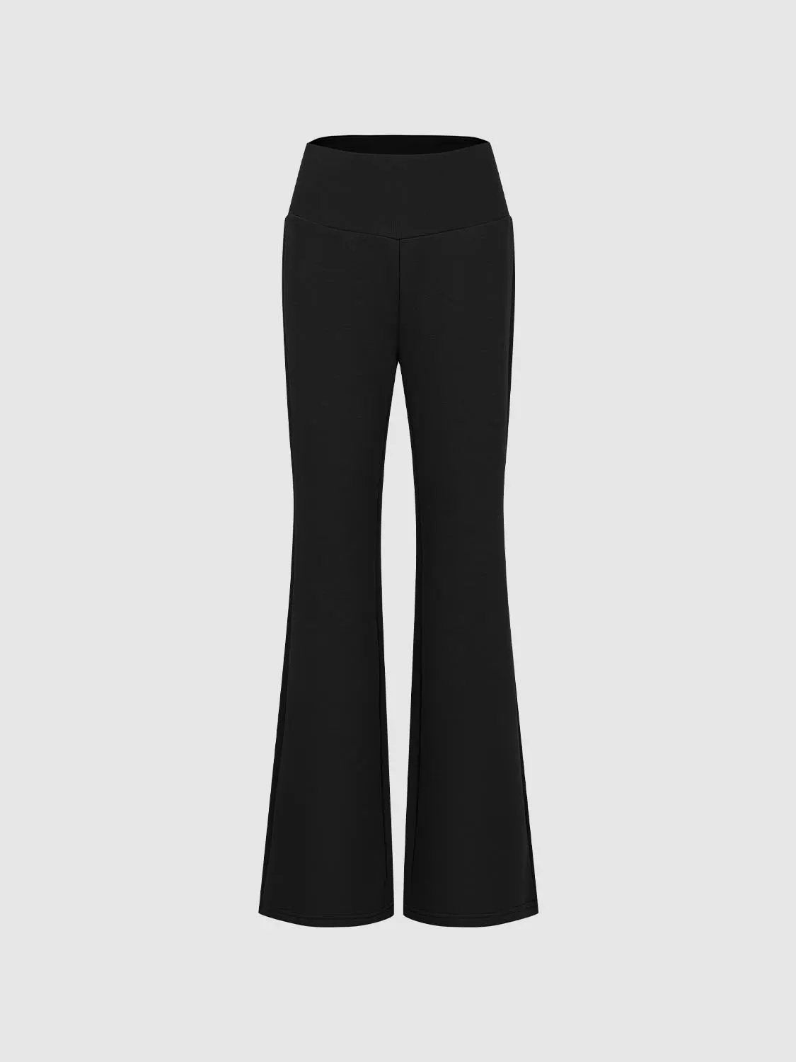 Black High Waisted Flare Stretch Cotton Blend Pants