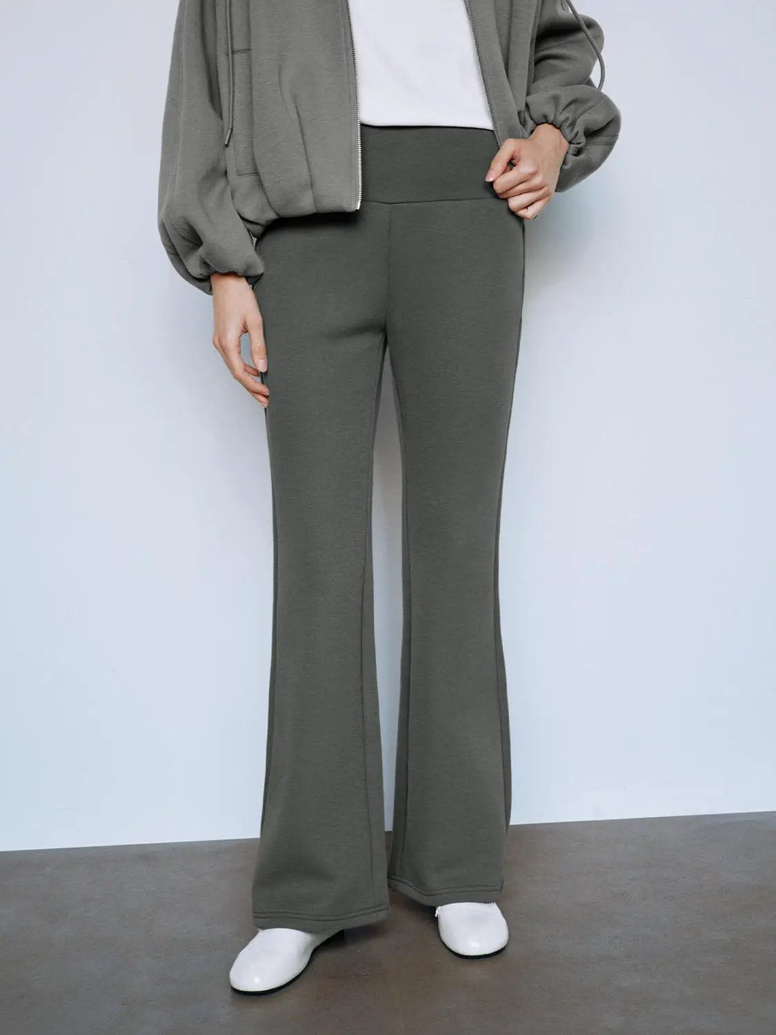 Black High Waisted Flare Stretch Cotton Blend Pants